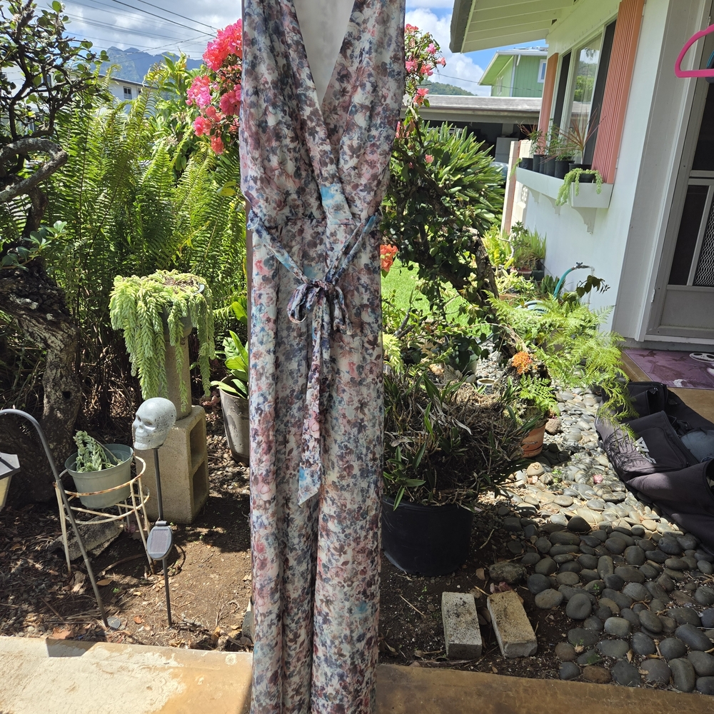 Floral Wrap Jumpsuit - Pink & Blue